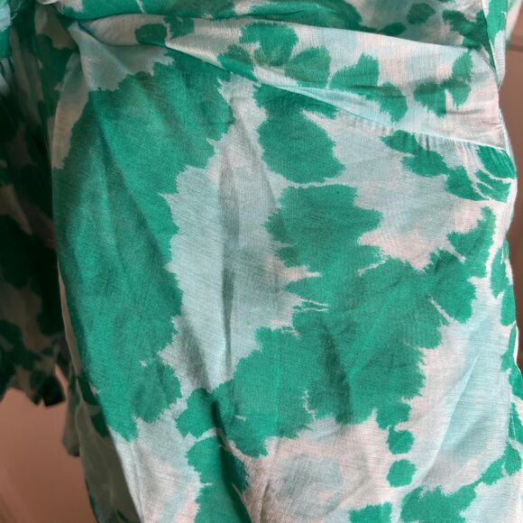 Zara green and white tie dye print tie wrap blouse - Picture 5 of 5